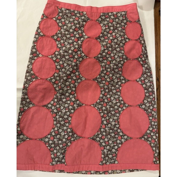 Boden Womens US 2 Cotton Skirt Pink Brown Pattern A-line Polka Dot Spring Cotton - Picture 2 of 9